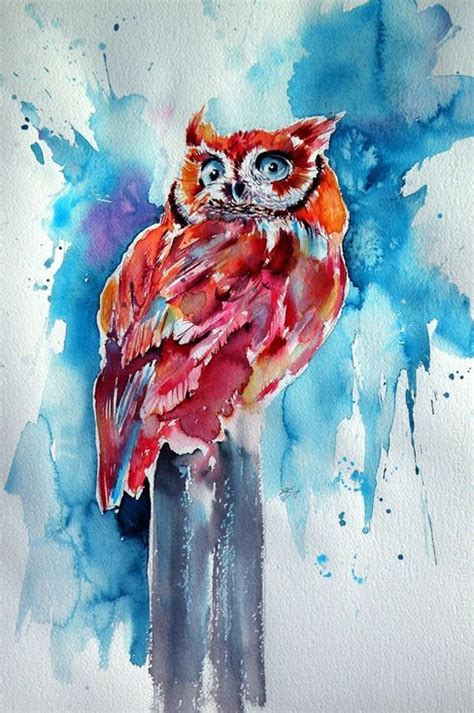 Cute Owl Perfect T Idea 56 X 375 Cm 2018 Watercolour By