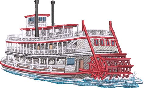 River Boat 3 Sizes John Deer Embroidery Design