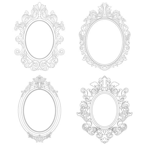 Premium Vector Set Of Oval Vintage Border Frame Engraving With Retro
