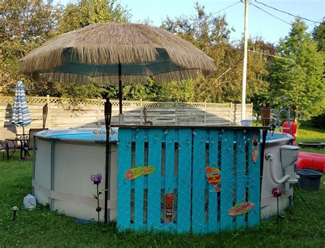 My Pallet Tiki Bar Diy Above Ground Pool Landscaping Backyard Pool