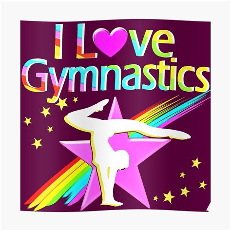 Purple And Pink I Love Gymnastics Poster By Jlporiginals Redbubble