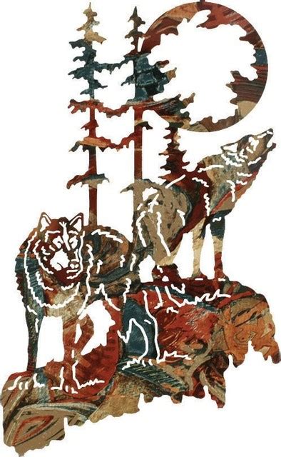 At metal art maker by next innovations, we bring you custom wildlife metal art for every room in your home or office. Rustic Wolf Mountain Metal Wall Art - Rustic - Artwork - by MyBarnwoodFrames Decor Inc.