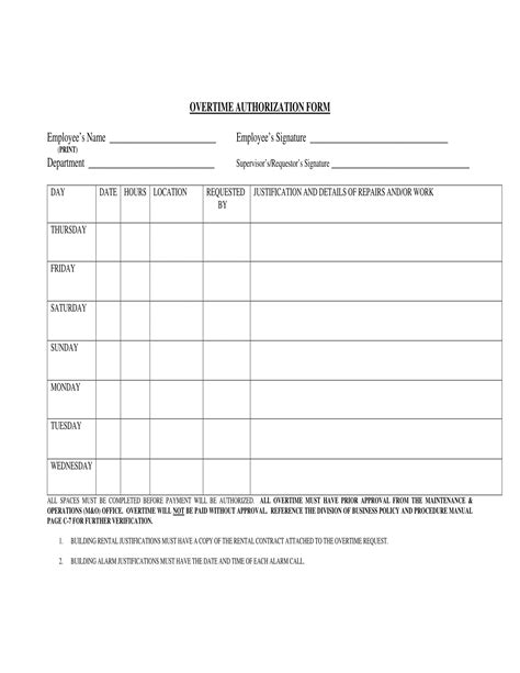 Free 15 Overtime Authorization Forms In Excel Pdf Ms Word