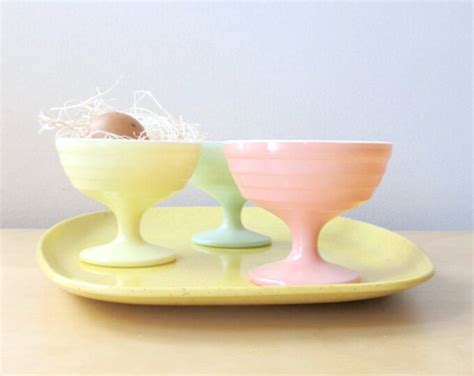Hazel Atlas Pastel Pink Moderntone Sherbet Cups Set Of Five Etsy