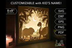 Dinosaur Shadow Box | Kids Lightbox SVG