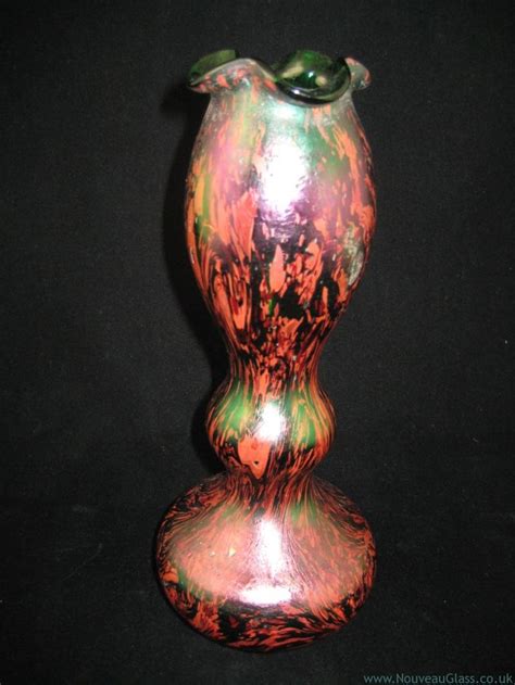 Josef Rindskopf Red Swirl Vase Dragonfly Vase Glass Art Glass