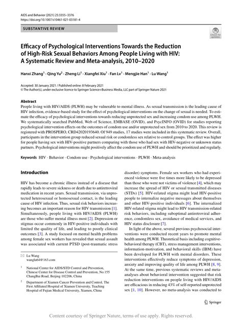 Efficacy Of Psychological Interventions Towards The Reduction Of High
