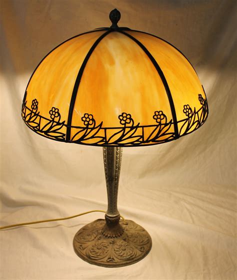 Bargain Johns Antiques Antique Lamp With Paneled Curved Glass Shade
