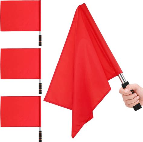 SEWACC 4pcs Sports Referee Flags Linesman Flags Stainless Steel Pole