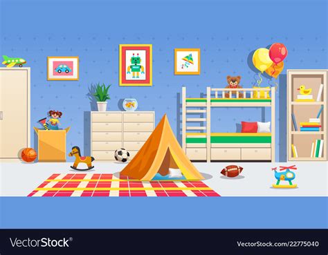 Children Room Interior Horizontal Royalty Free Vector Image