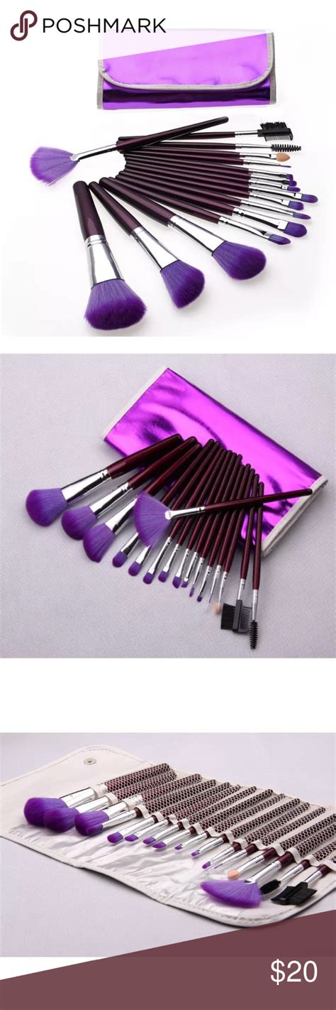 Final ️16 Piece Makeup Brush Set With Case Purple Makeup Brush Set