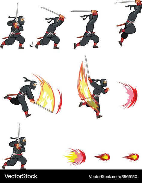 Ninja Attack Game Sprite Royalty Free Vector Image