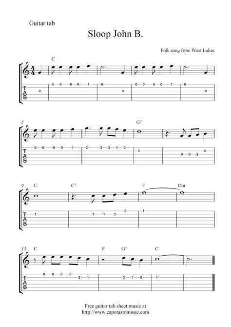 Free Printable Guitar Sheet Music - Printable Templates