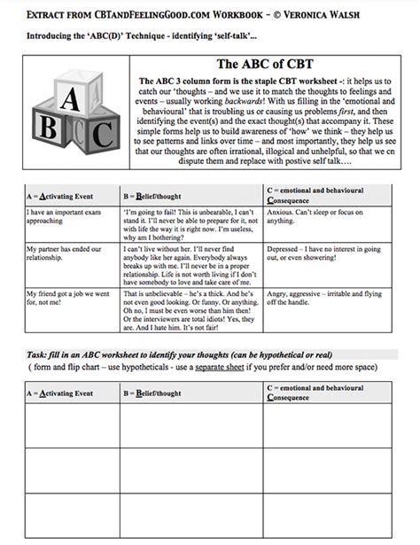Abc Cognitive Therapy Worksheets