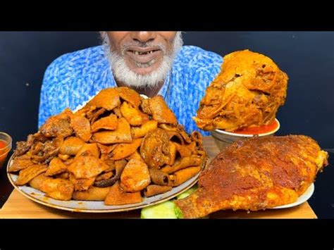 Asmr Eating Mutton Boti Curry Whole Crispy Fish Fry Spicy Goat Head Curry With Rice Eating