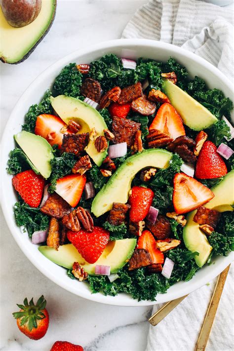 Strawberry Kale Salad With Tempeh Bacon Making Thyme For Health
