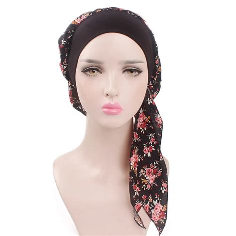 Women Hijab Turban Chemo Hats Printed Indian Caps Cotton Muslim Caps