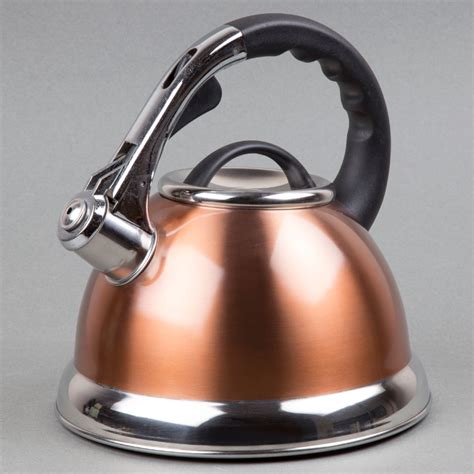 Camille 30 Qt Stainless Steel Whistling Tea Kettle In Copper Color