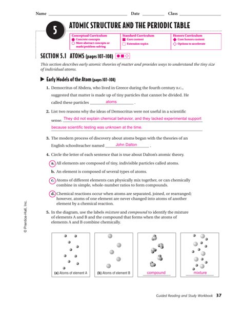 We look at the function of each of the subatomic particles and how they interact to form molecules and ions. Physical science guided reading and study workbook chapter ...