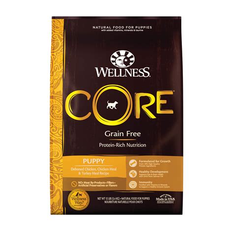 Select foods made in the us. Wellness CORE Natural Grain Free Dry Puppy Food, 12 lbs ...