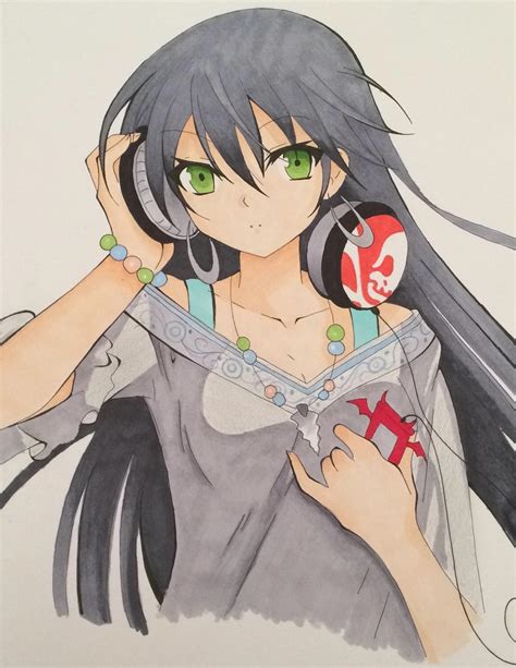 Anime Girl With Headphones By Erinnyon On Deviantart