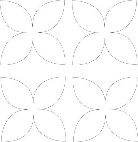 Free petal template vector download in ai, svg, eps and cdr. 4 Petal Piece Flower Template Free Download