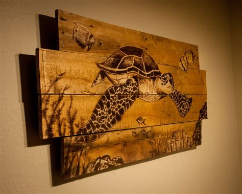 Swimming Sea Turtle Made From 100 Recycled Reclaimed Pallet Wood