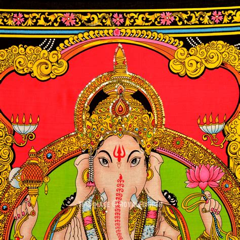 Colorful Hindu God Deity Ganesha Fabric Poster Size Tapestry Wall