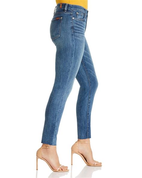 For All Mankind Denim High Waist Ankle Skinny Jeans In B Air