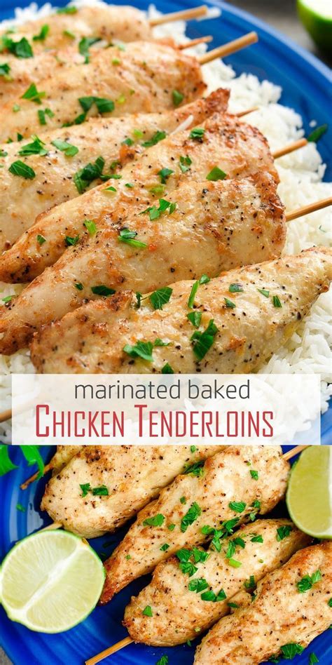 Massage chicken tenders again and dump everything into a casserole dish. Marinated Baked Chicken Tenderloins | Baked chicken ...