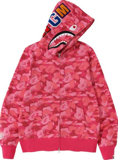 Bape Pink Fire Camo Shark Zip Hoodie Inc Style