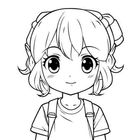 Cute Anime Girl Is Coloring Page Outline Sketch Drawing Vector Anime