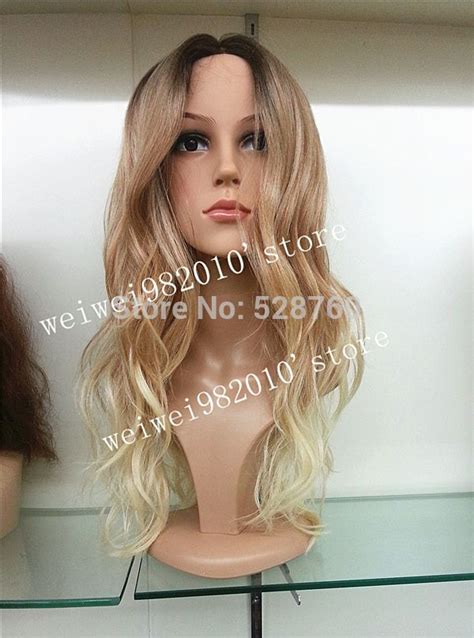 Ombre Wig Curly Fashion Wig Long Blonde With Dark Root Top Quality Hair