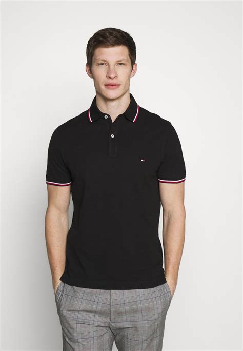 tommy hilfiger tipped slim fit polo shirt black uk