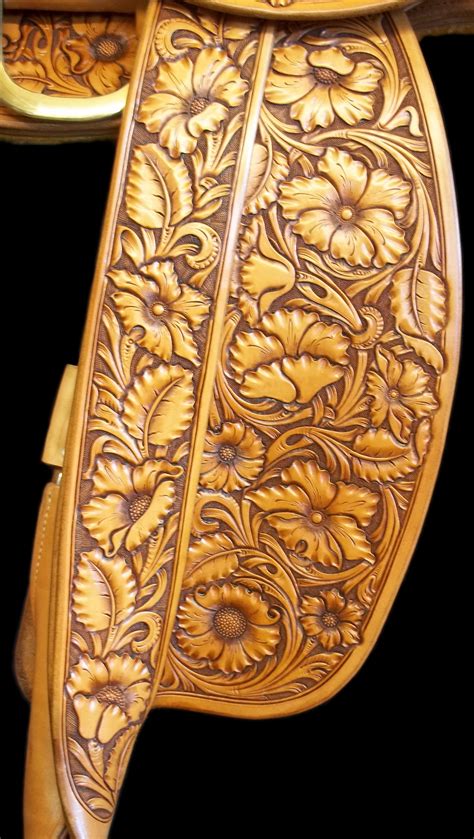 Seamless floral decorative pattern with violet flowers and buds. Floral-Tooled-Saddle