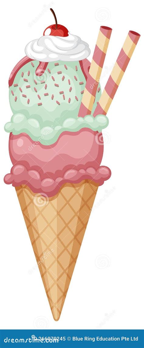 Ice Cream Wafer Cone With Toppings Stock Vector Illustration Of Graphic Cone