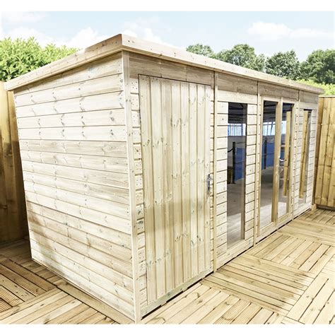 12 X 8 Combi Pent Summerhouse Side Shed Storage Pressure Treated