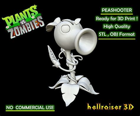 plants vs zombies peashooter 3d model 3d printable cgtrader