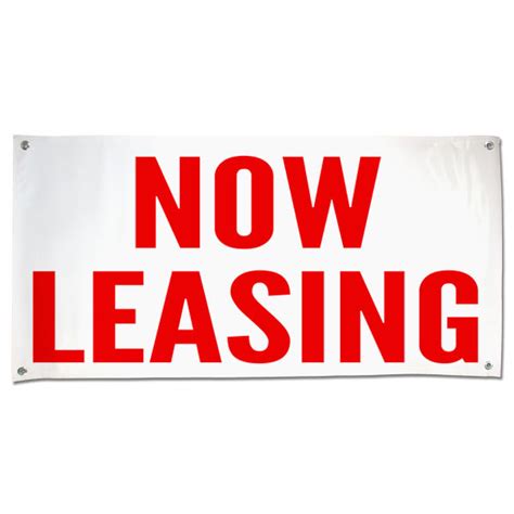 Now Leasing Red Text Commercial Real Estate Vinyl Banner Winkflash