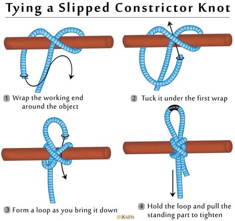 How To Tie A Slipped Constrictor Knot Paracord Knots Camping Knots