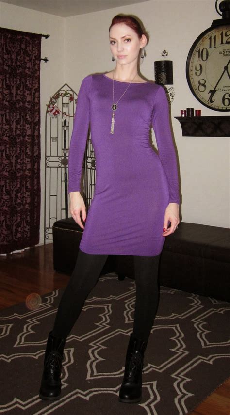 Glitter Is My Crack Outfitootd Comfy Purple Dress Black Tights And