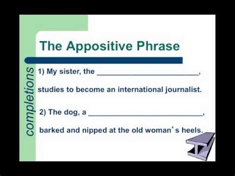 A trademark is any word, name, slogan, design, or symbol used in commerce to identify a particular product and distinguish it from others. Appositive Phrase - Grammar - YouTube