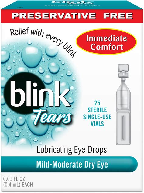 Blink Tears Lubricating Eye Drops Mild Moderate Dry Eye 25 Each Pack