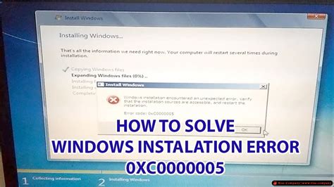حل مشكلة The Installer Encountered Error 0xc0000005 Windows 7
