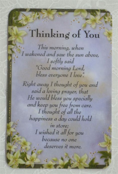 Show your compassion and share your faith with christian messages of hope. THINKING OF YOU Laminated Prayer Card, 54 x 82mm | eBay