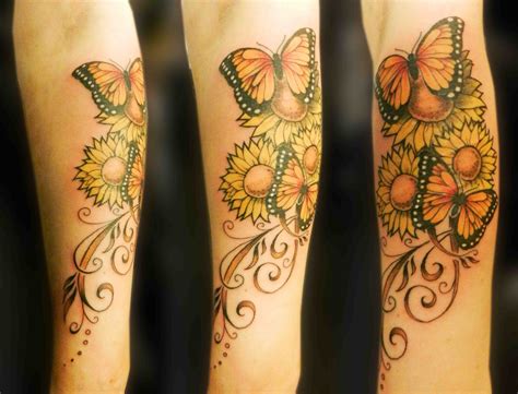 Sunflower And Butterfly Tattoo • Arm Tattoo Sites