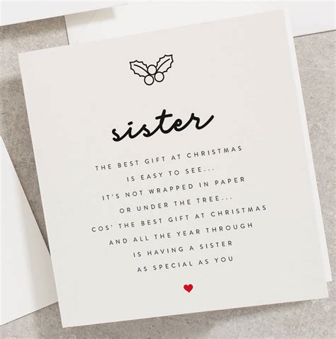 Sister Christmas Poem Card By Twist Stationery