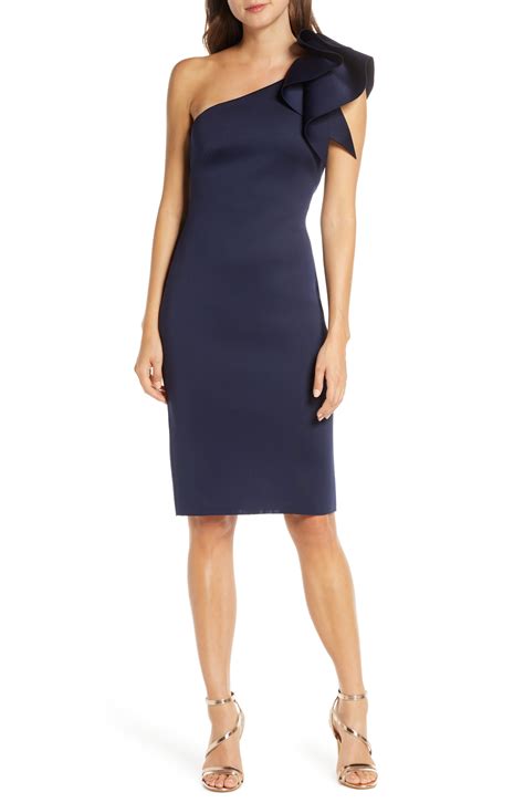 Eliza J One Shoulder Scuba Crepe Cocktail Dress Nordstrom