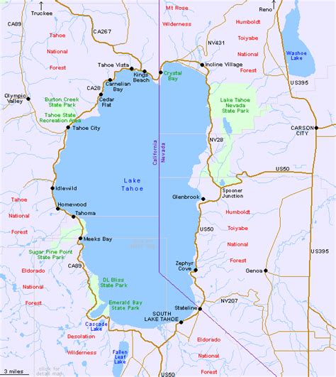 Map Of Lake Tahoe Californianevada