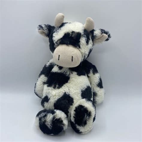 Jellycat Bashful Cow Calf Medium Black And White Retired Toy 670983049039